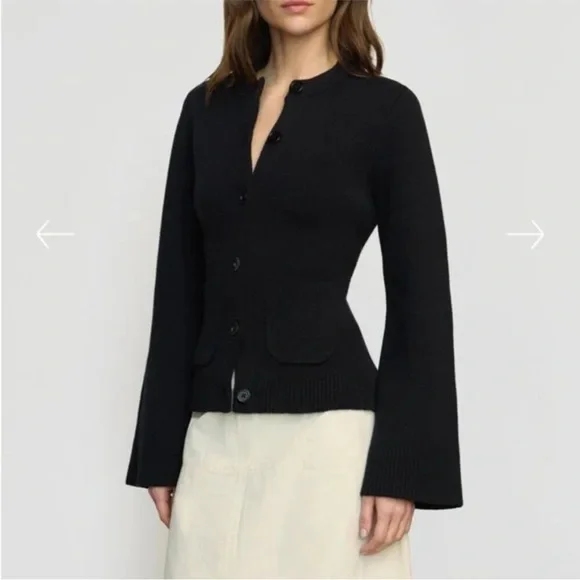 Modern Citizen Eames Organic Cotton-Wool Black Minimalist Cardigan Sweater M - Picture 8 of 14